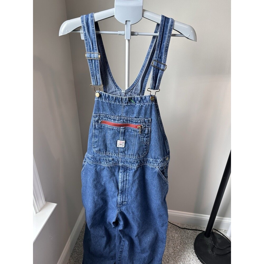 Vintage Pointer Brand Denim Overalls Mens 44x32 Made in USA Hand Sewn High Back